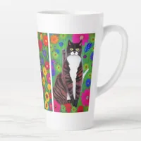 Folk Art Colorful Cats and Flowers | AI art Latte Mug