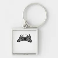 Skeleton Heart Hands Clean Graphic Mood Keychain
