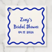 Hand Drawn Blue Wavy Border Bridal Shower Cute Favor Tags
