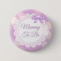 Purple Mom to be Baby Shower Button