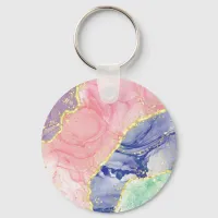 Glitter Gold Marble Pastel Colors Keychain