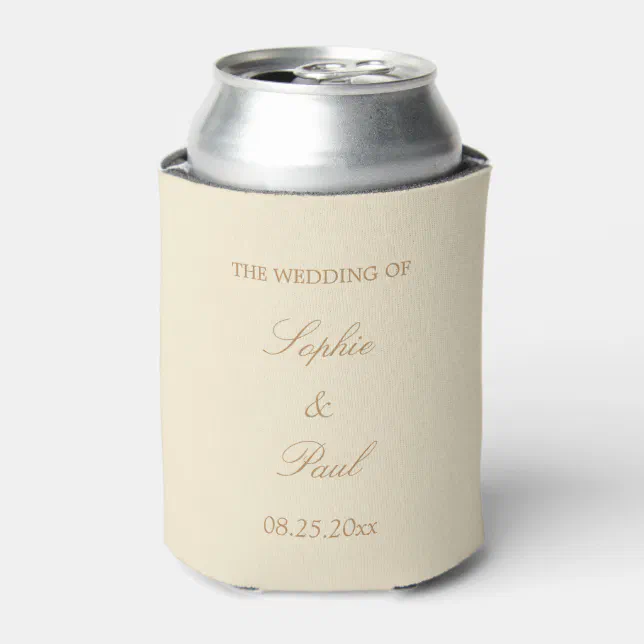 Elegant Cream Beige Wedding Favor Can Cooler