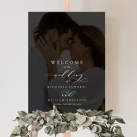 Elegant Modern Calligraphy Photo Wedding Welcome Foam Board
