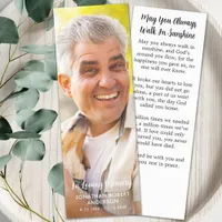 Simple Memorial Modern Photo Sympathy Prayer Card Bookmarks