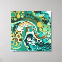 Turquoise, Gold, Marble Fluid Art   Canvas Print