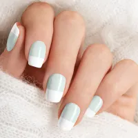 Pastel Mint White French Tip Chic Girly Minx Nail Art