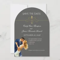 Timeless Elegance Wedding Golden Romance Couple Save The Date
