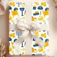 Hanukkah Jewish Sukkot Pattern Wrapping Paper