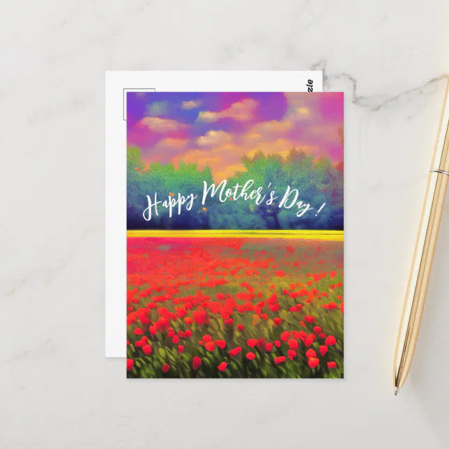 Happy Mother’s Day - Colorful tulip field landscap Postcard