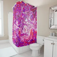 Red and Purple Marble Fluid Art   Shower Curtain