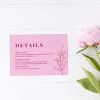 Pink Magenta Wedding Details Card