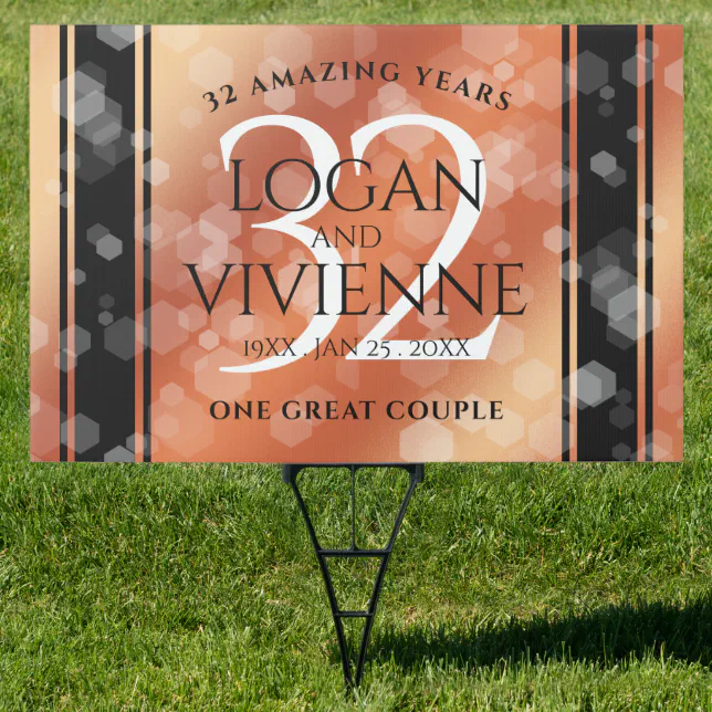 Elegant 32nd Bronze Wedding Anniversary Sign