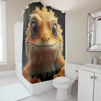 Funny smiling bearded dragon Shower Curtain