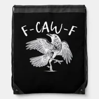 F-Caw-F Raven Vintage Graphic Drawstring Bag