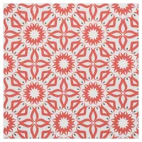 Red White Grey Ethnic Boho Chic Mosaic Geometric Fabric