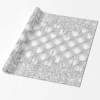 Silver glitter drips rose gold pink sparkle luxury wrapping paper