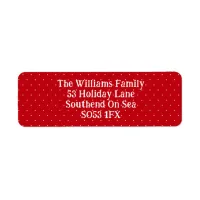 White Polka Dot Snow Red And White Return Address Label