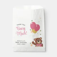 We Can Bearly Wait Cute Bear Pink Baby Girl Shower Favor Bag