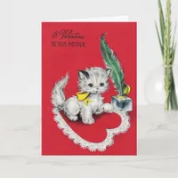 Vintage Valentine Kitty For Mother Holiday Card