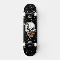 Skull and Monarch Butterfly Digital Art Skateboard