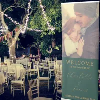 Just Married Photo Wedding Welcome Green Retractable Banner