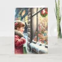 Children Looking into a Christmas Window Holiday Card