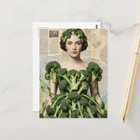 Silly Brocolli Dress Woman  Postcard