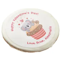 Cute Koala in Cupcake Custom Kids Valentine's Day Sugar Cookie