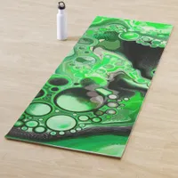 Green Digital Fluid Marble Art    Yoga Mat