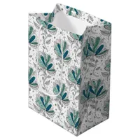 Shades of Green Floral Abstract Doodle Art Style  Medium Gift Bag