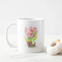 Watercolor Spring Flowers in a Clay Pot Coffee Mug