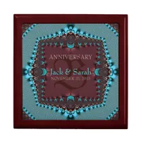 Teal Satin Lace Wedding Anniversary Gift Box