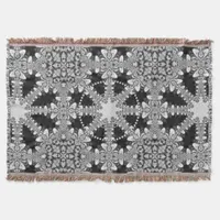 Silver + Black Arabesque Geometric Mandala Blanket