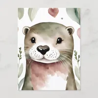 Adorable Otter Watercolor Postcard