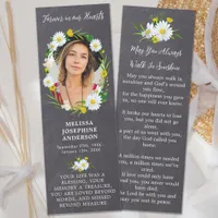 Rustic Floral Memorial Photo Funeral Prayer Card Bookmarks