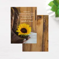 Country Sunflower Wedding Charity Favor Card