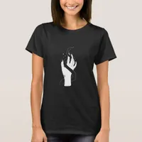 Witchy Snake and Hand in Black and White T-Shirt