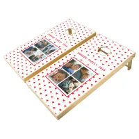 Photo Collage Personalized Family Red Hearts Cornh Cornhole Set