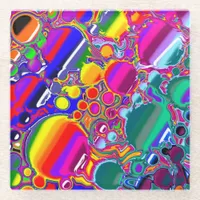 Rainbow Blast Abstract Art   Glass Coaster