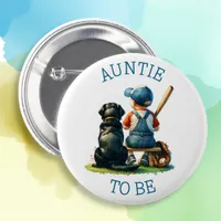 Aunt To Be | Boy's Baseball Baby Shower  Button