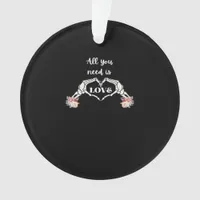 Gothic Valentines Classic - Skeleton Hands Heart  Ornament