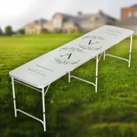 Eucalyptus Sage Green Monogram Wedding   Beer Pong Table