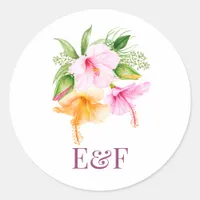 Personalized Tropical Miss to Mrs Bridal Shower Classic Round Sticker