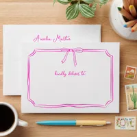 Handwritten Personalized Bow Pink Bridal Shower Envelope