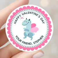 Dragon Heart Cute Animal Personalized Valentine Classic Round Sticker