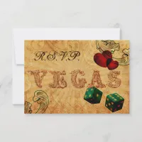 emerald green dice Vintage Vegas rsvp 3.5 x 5