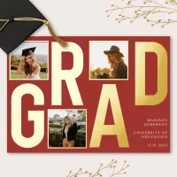 Modern Red Photo Graduation Announcement