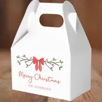 Personalized Merry Christmas Coquette Bow Trendy Favor Boxes