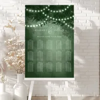 Green Rustic Tree Lights Wedding Seating Chart Foam Board