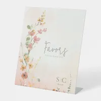 Sunny Wildflower Wedding Favors Gradient ID1023 Pedestal Sign